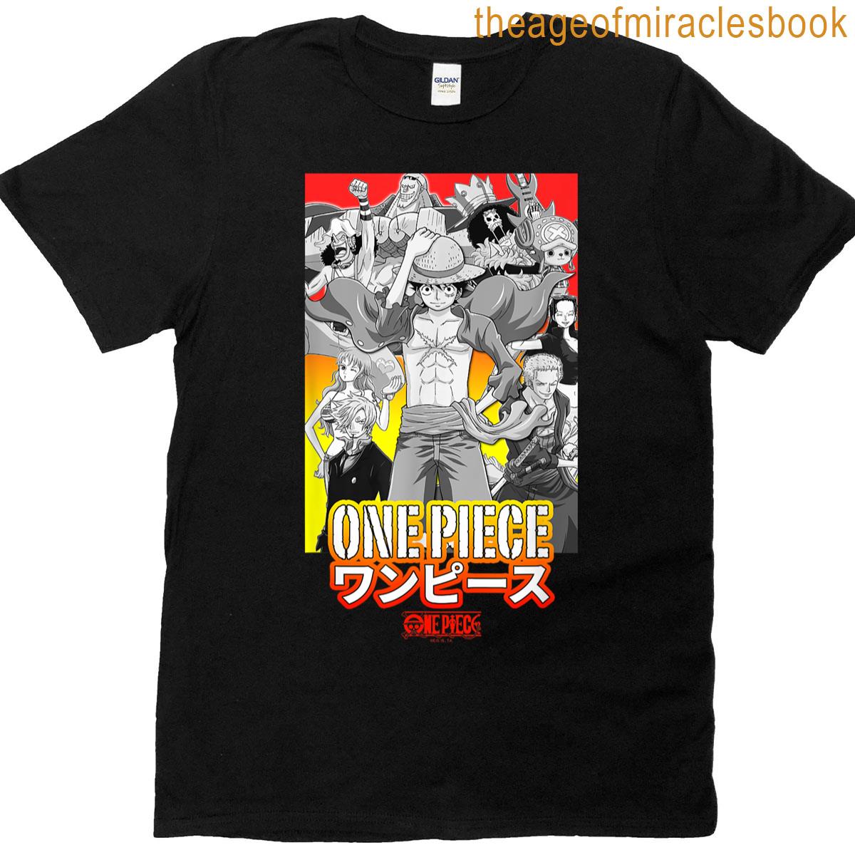 Anime Character Collage With Stencil Logo T-shirt