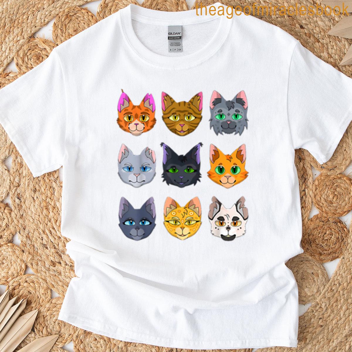 Colorful Cat Faces Grid T-shirt
