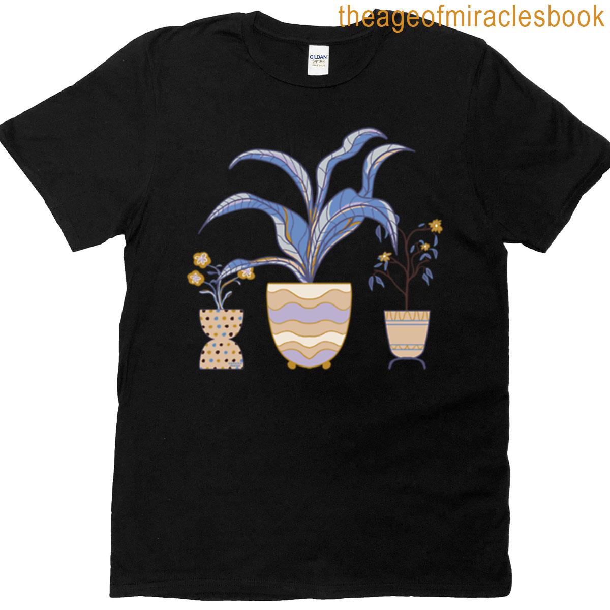 Three Potted Plants – Lilac Blue Brown T-shirt