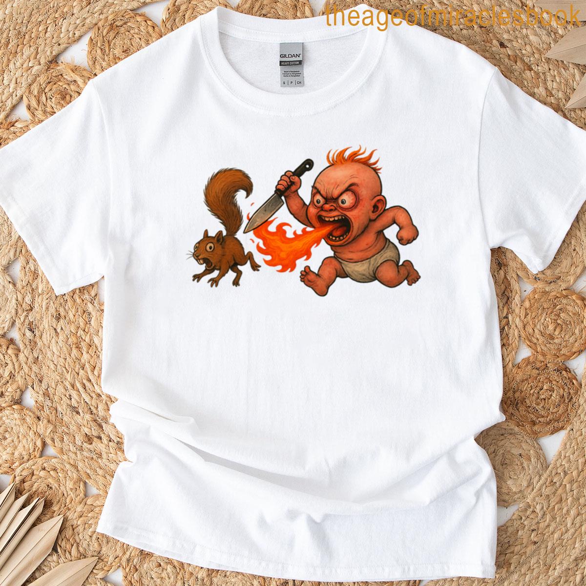 Tiny Terror Fire-breathing Baby Vs Squirrel Oversized T-shirt