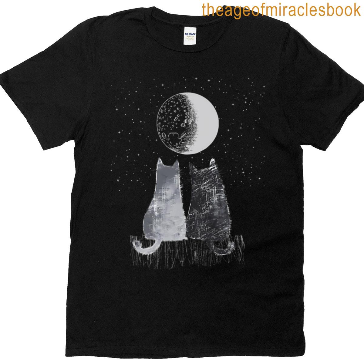 Two Cats Looking At The Moon Oversized T-shirt