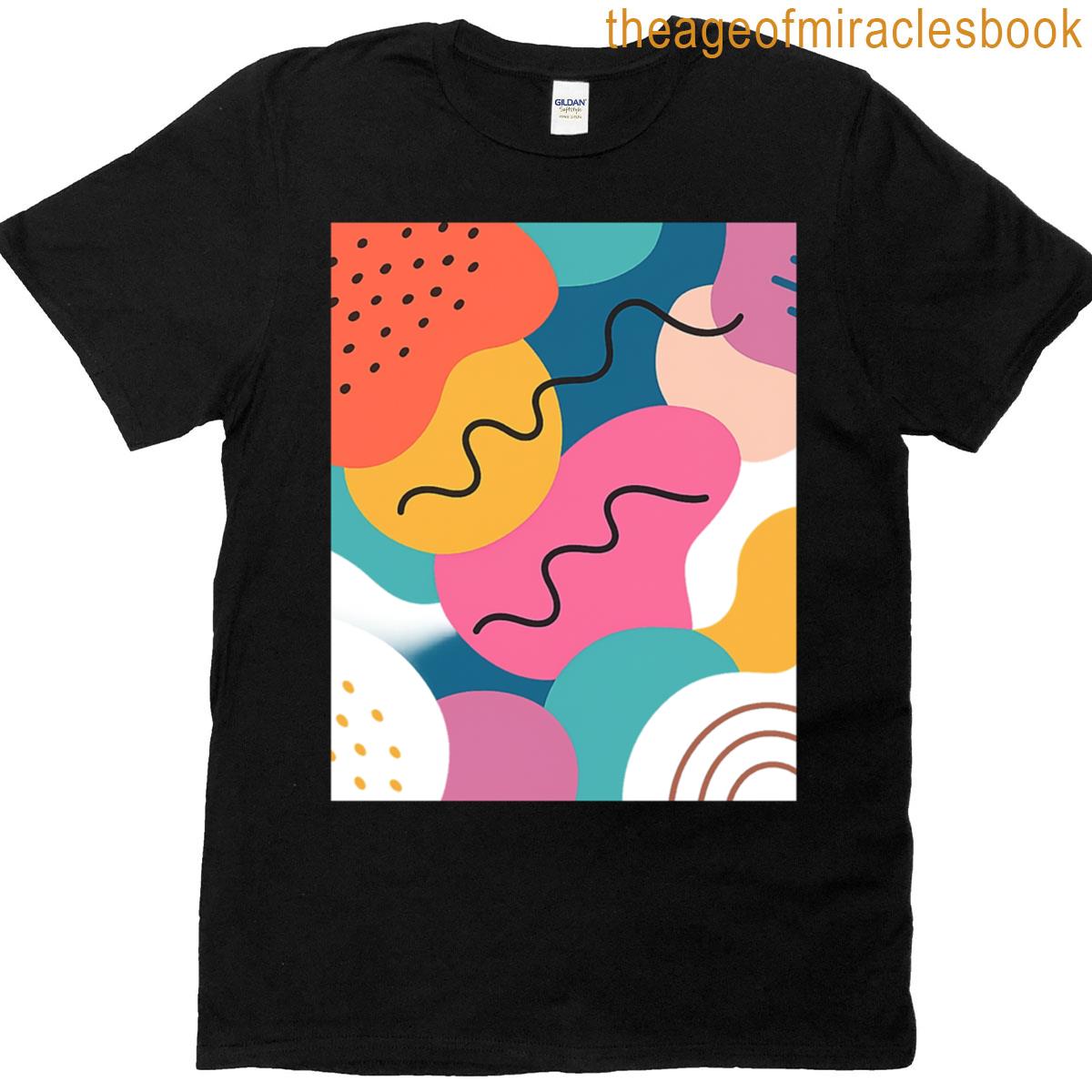 Vibrant Modern Abstract With Blobs Lines Graphic T-shirt
