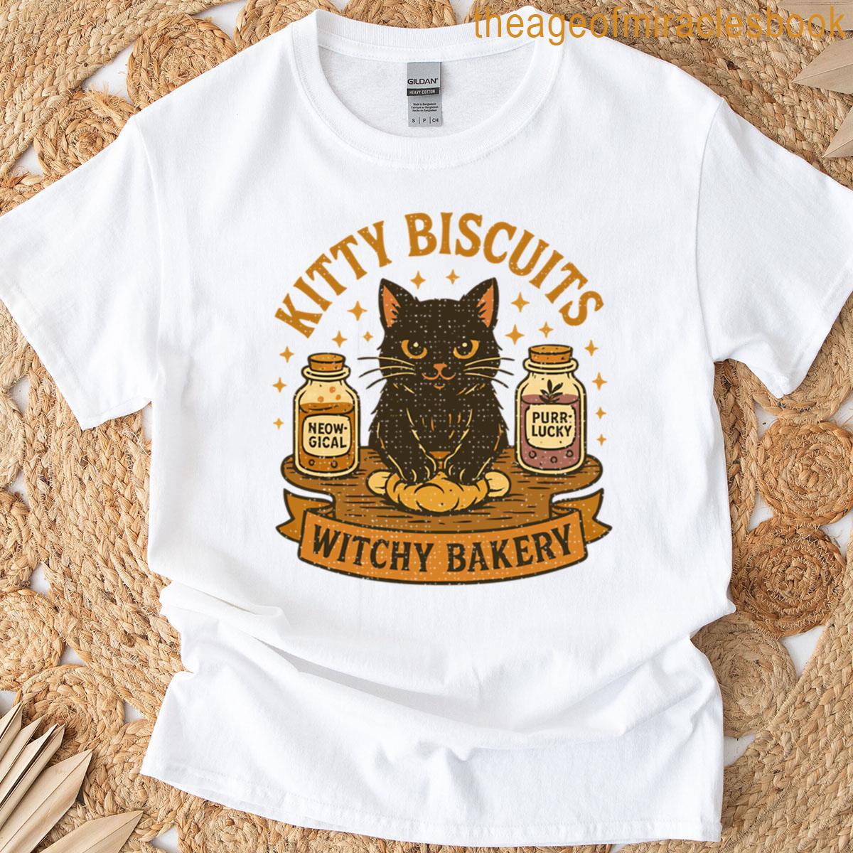 Witchy Kitty Biscuits Magical Kneading Cat Bakery Oversized T-shirt