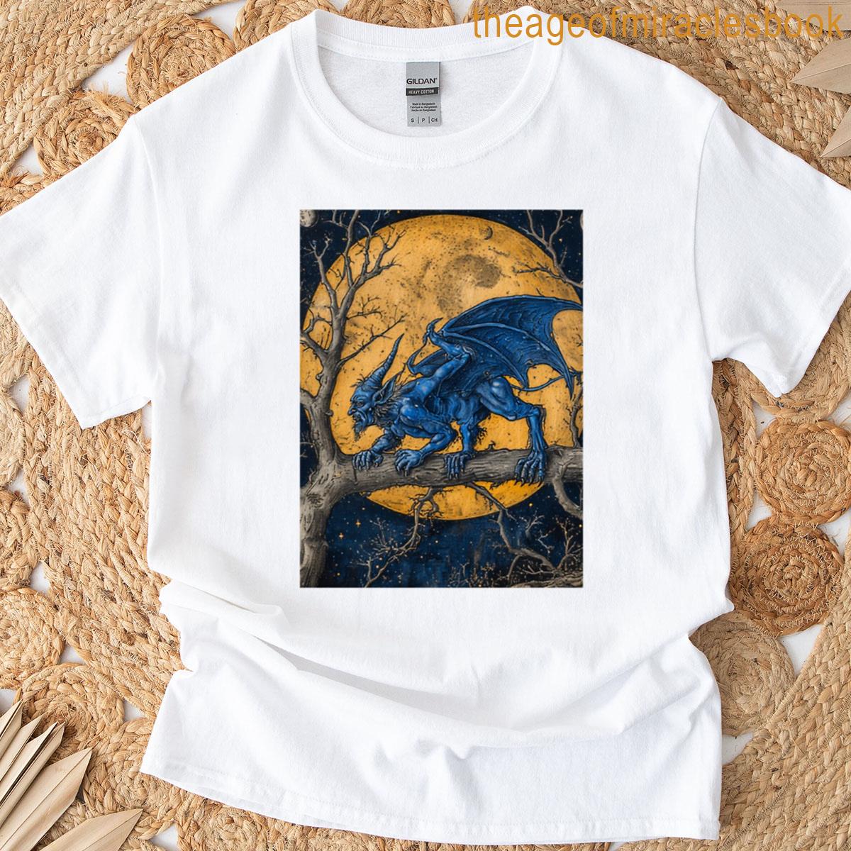 Medieval Blue Devil On Tree T-shirt