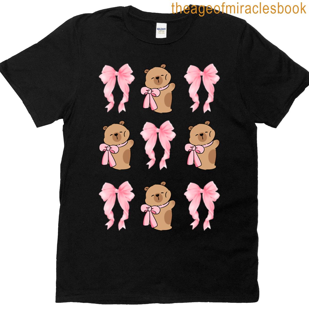 Stuffed Capybara With Pink Bows Oversized T-shirt
