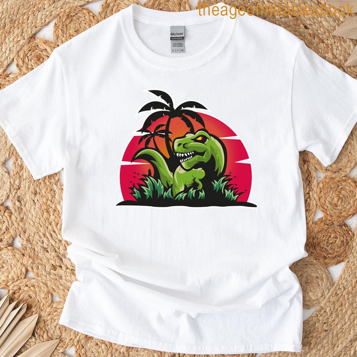 Dinosaur Angry On The Beach Oversized T-shirt