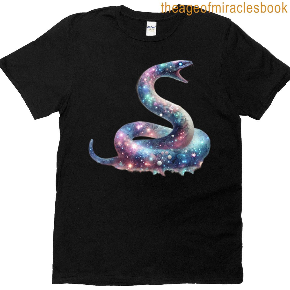 Sparkling Nebula Python Space Animal Art Illustration T-shirt