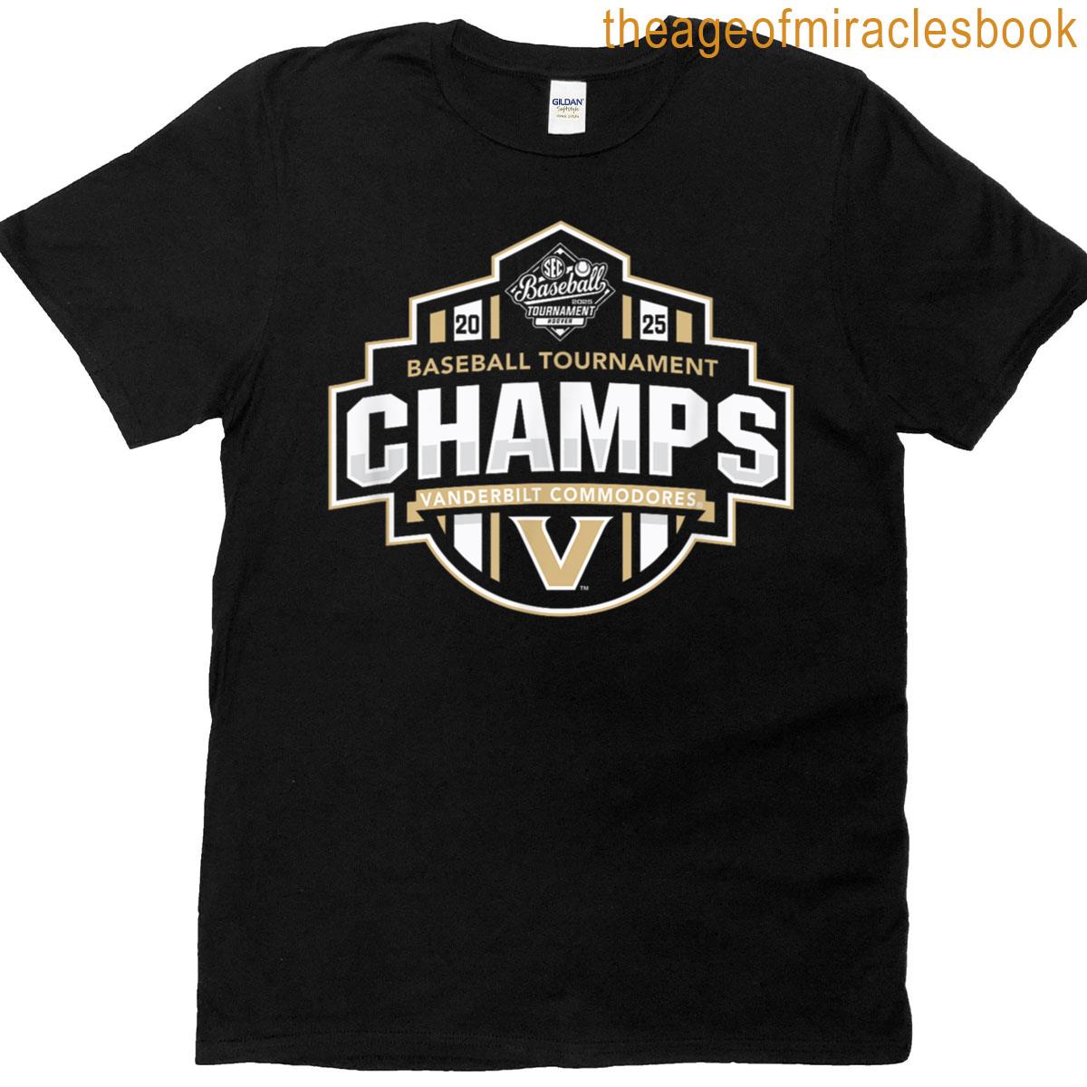 Vanderbilt Commodores Baseball Sec Champs 2025 Black T-shirt