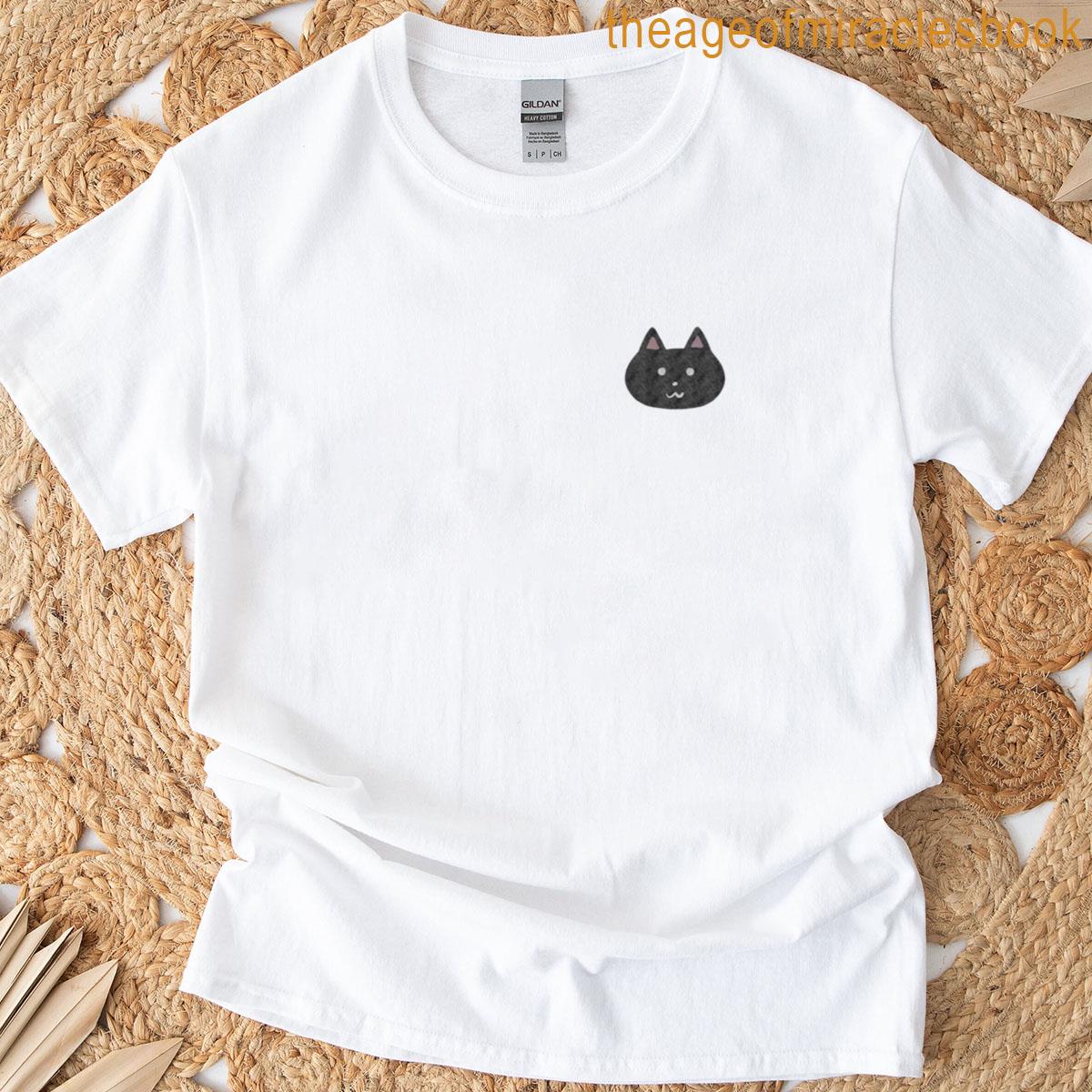 Black Cat Face Doodle T-shirt