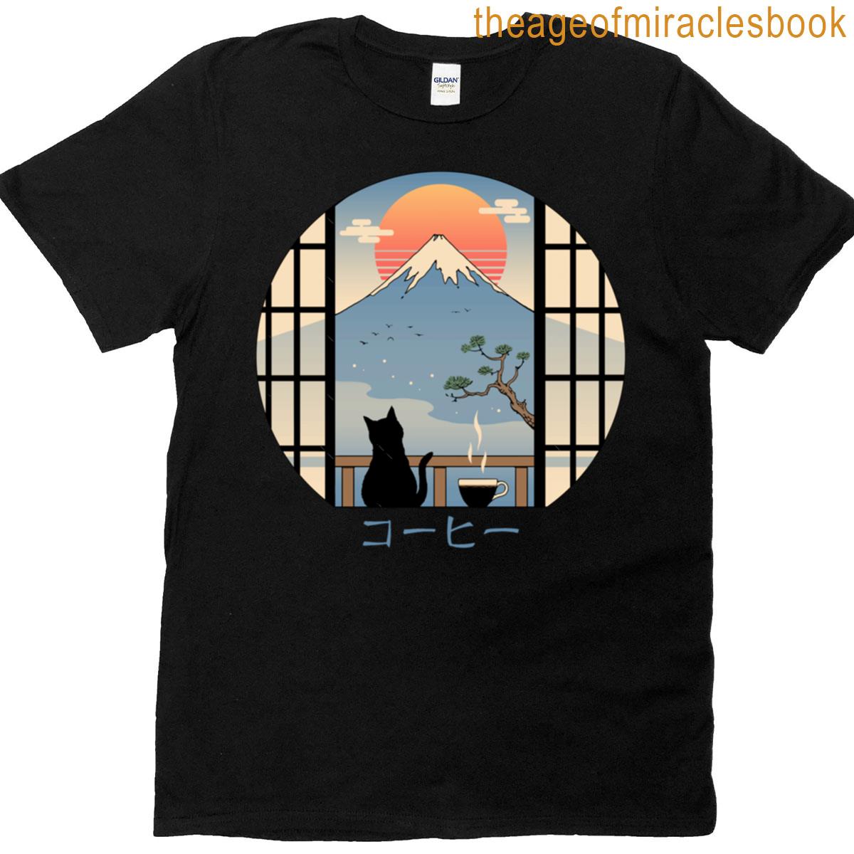 Coffee Cat In Mt Fuji T-shirt