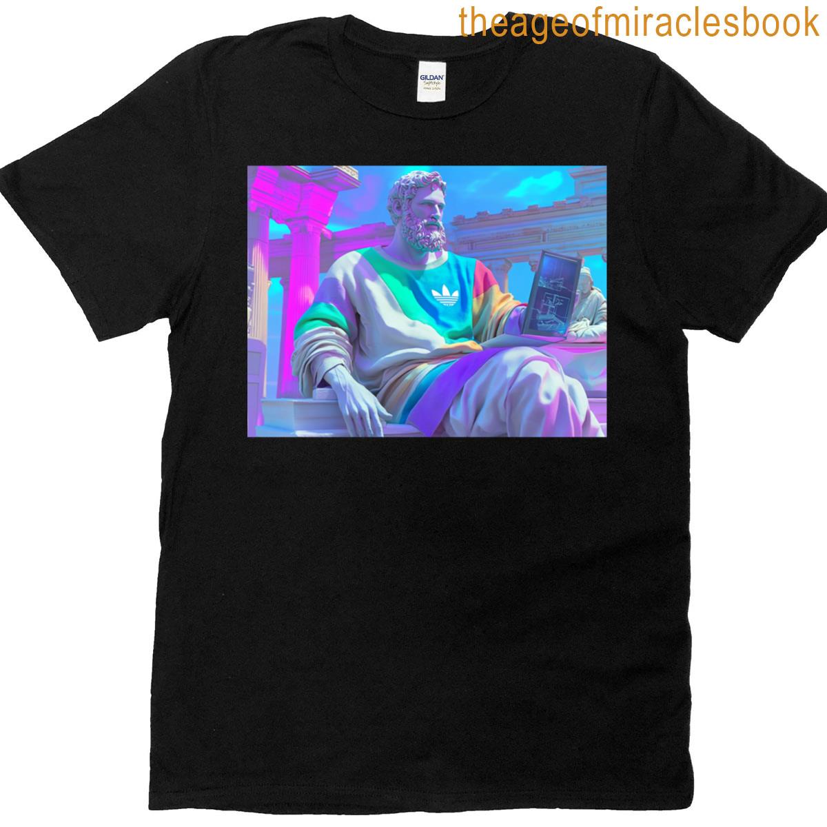 Vaporwave Greek Philosopher Statuet Oversized T-shirt