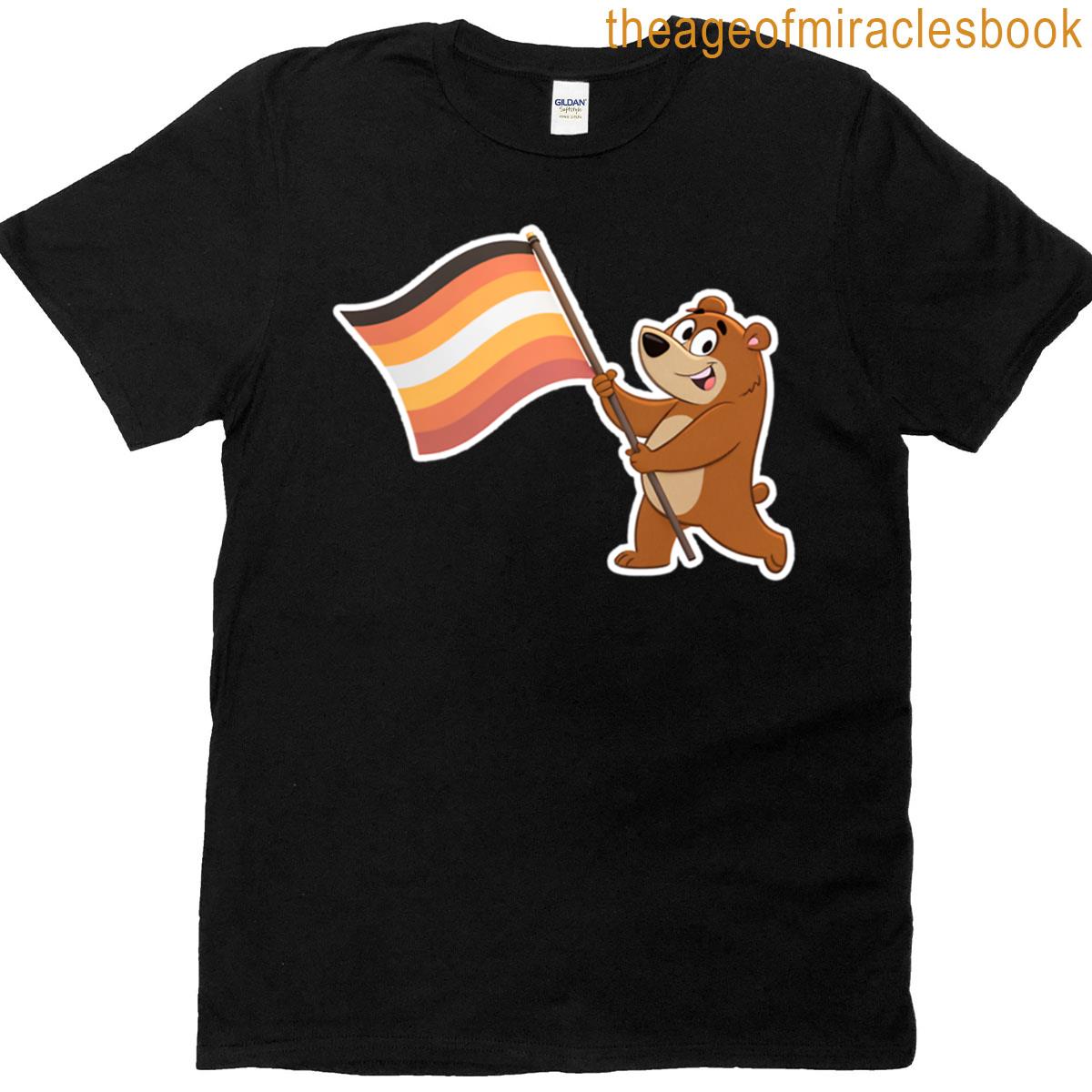 Cartoon Bear With A Bear Pride Flag T-shirt