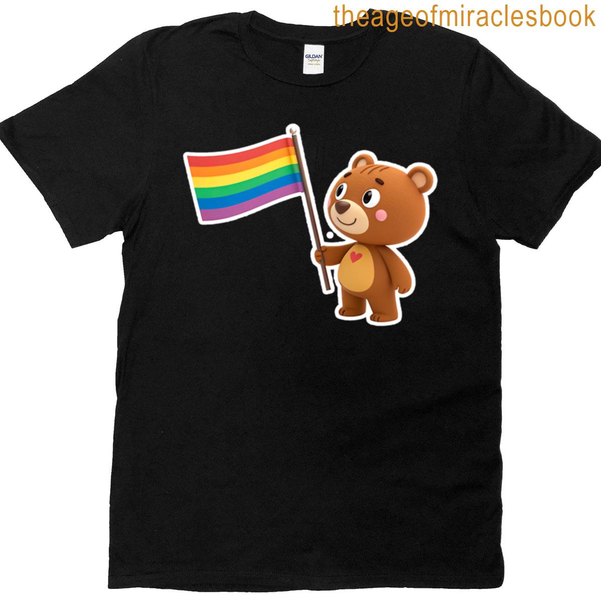 Cartoon Bear With A Pride Flag T-shirt