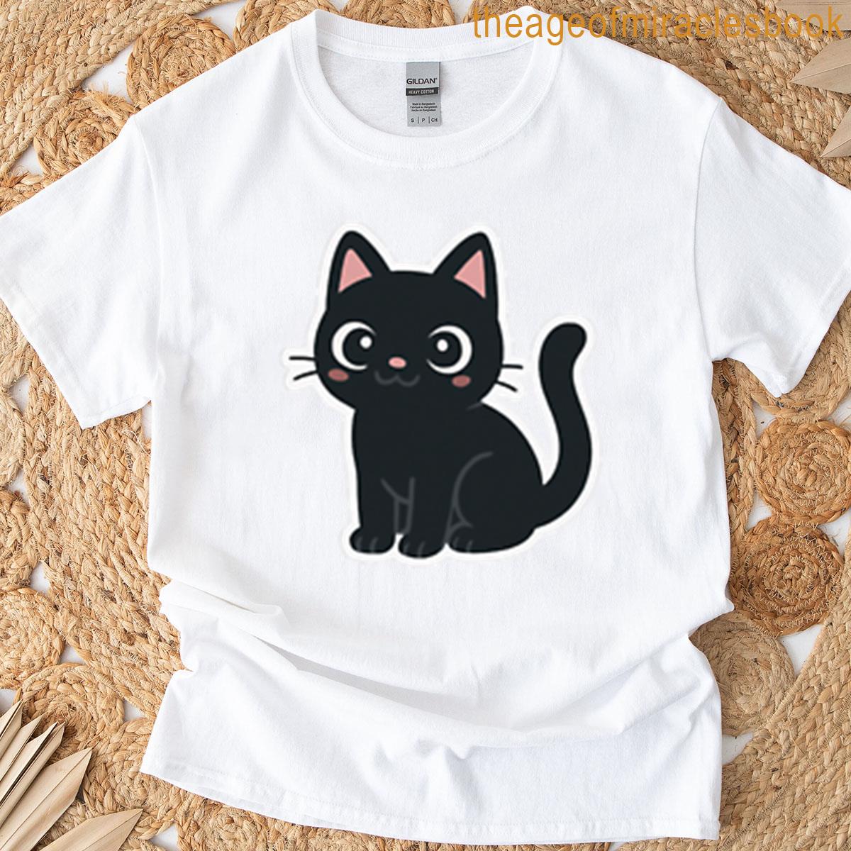 Happy Black Kitten Smiling Sticker T-shirt