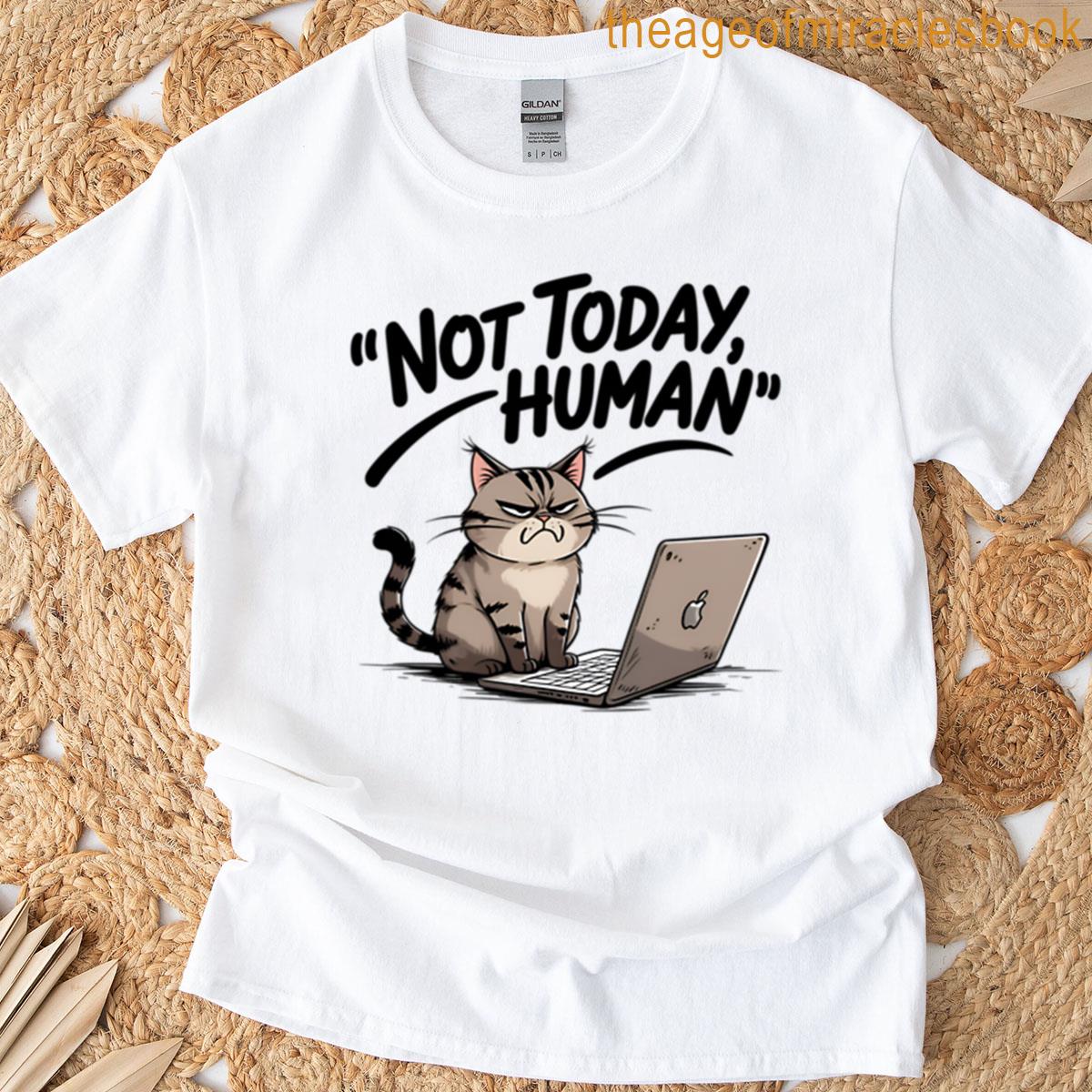 Not Today Human Grumpy Cat Mood Design Oversized T-shirt