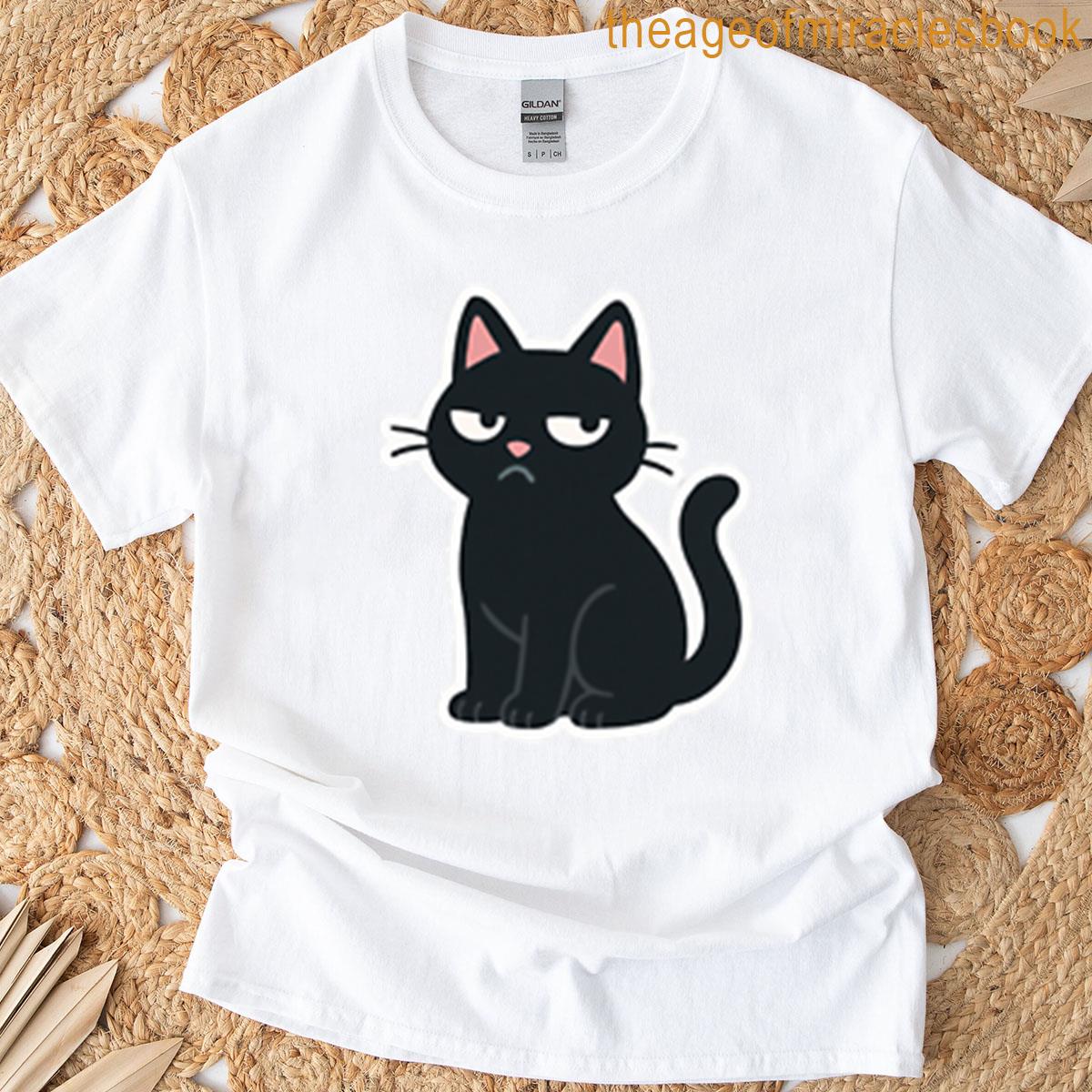 Over It Sarcastic Black Cat Sticker T-shirt