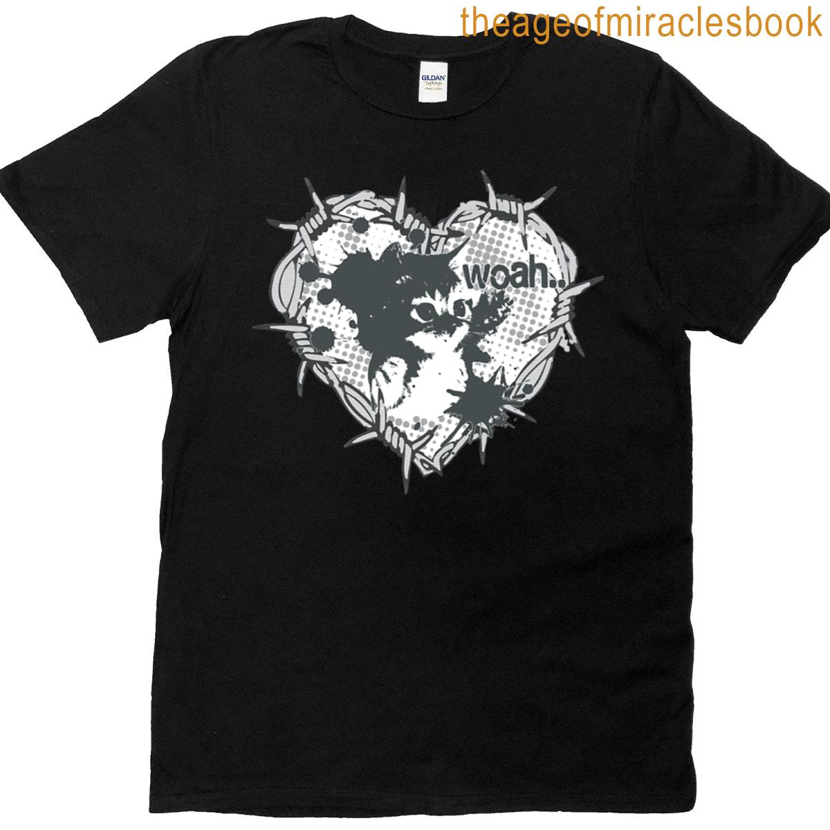 Barbed Wire Heart Cat Woah Sticker Version Oversized T-shirt