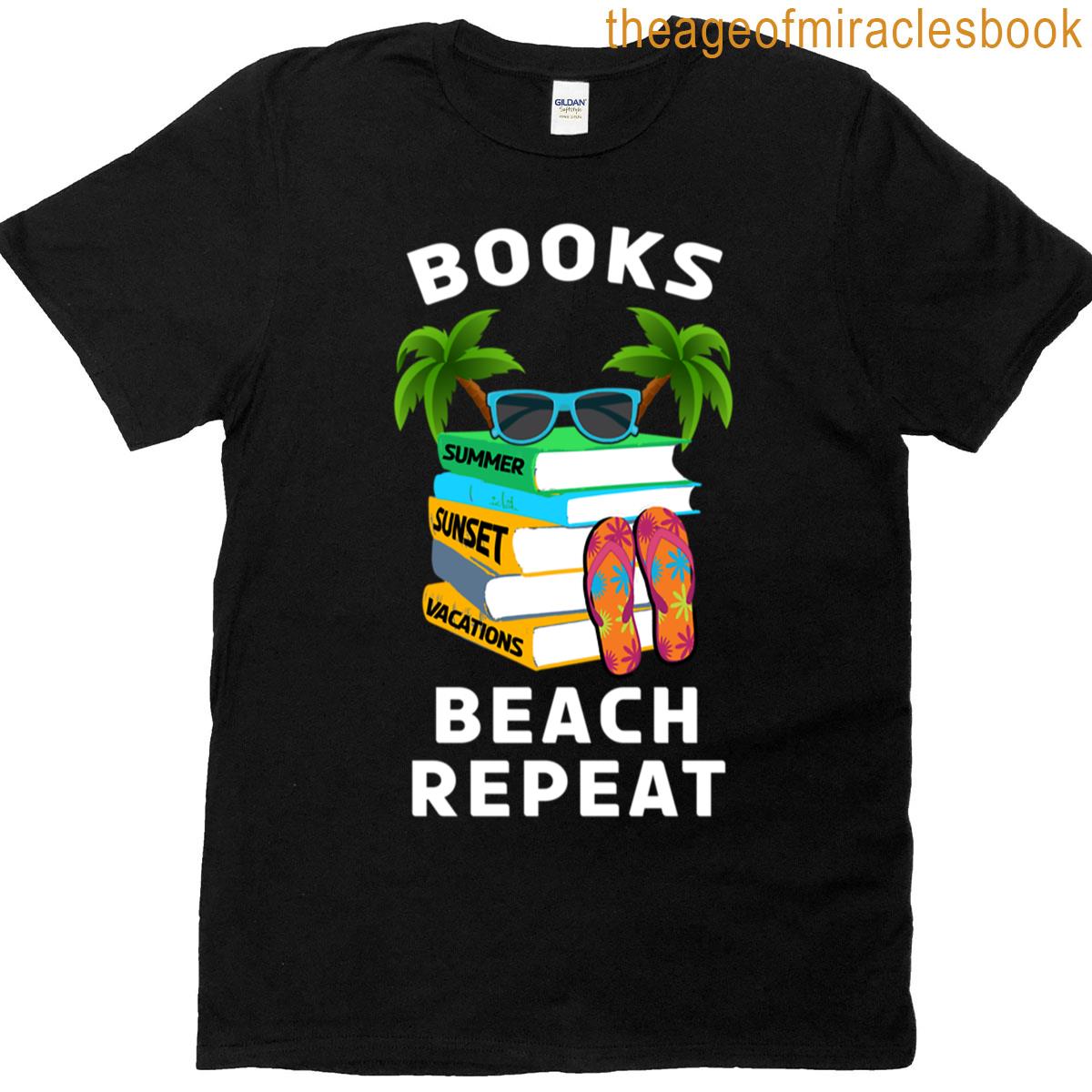 Books Beach Repeat Summer Reading Vibes Design T-shirt