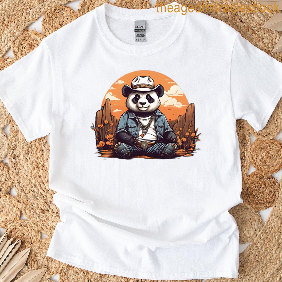 Cute Panda In A Western Oversized T-shirt
