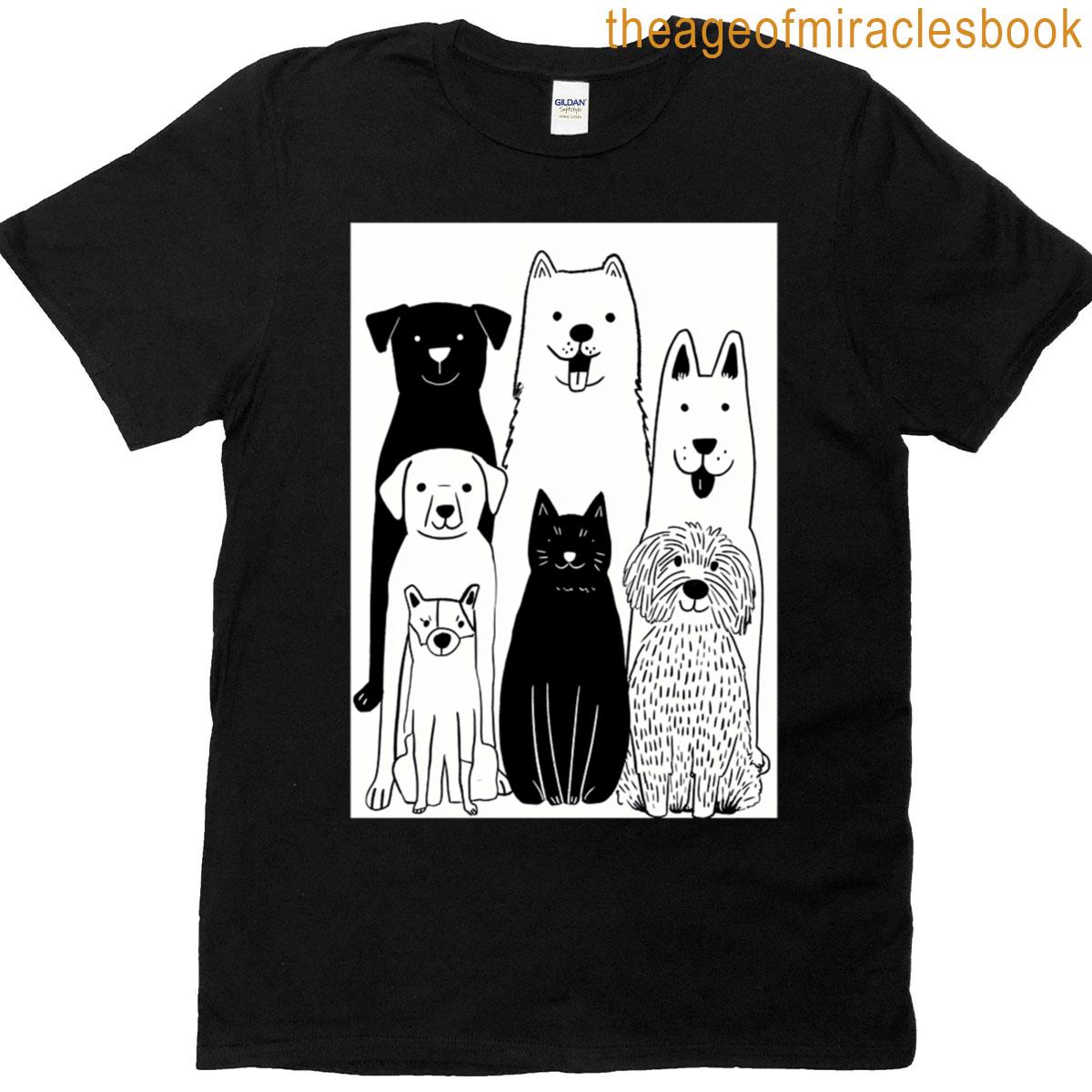 Flat Vector Dogs Sitting On White Background T-shirt