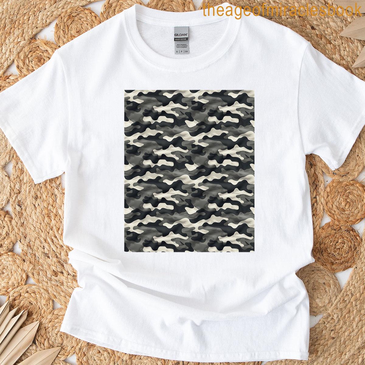 Monochromatic Urban Camouflage Pattern Graphic T-shirt