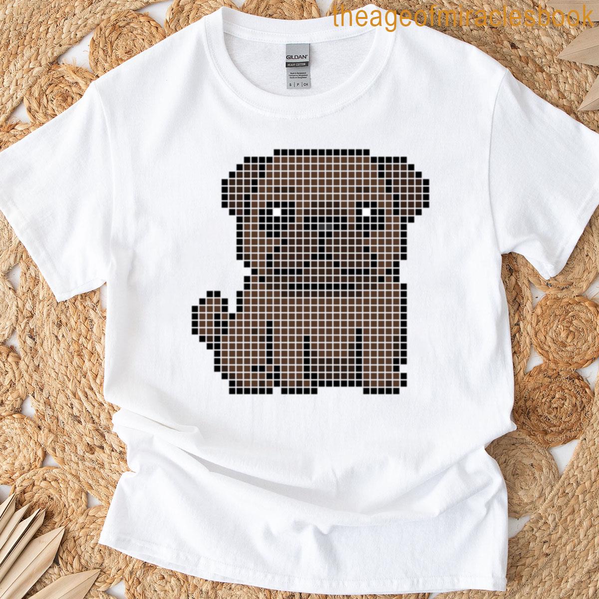 Pixeled Pug Brown Oversized T-shirt