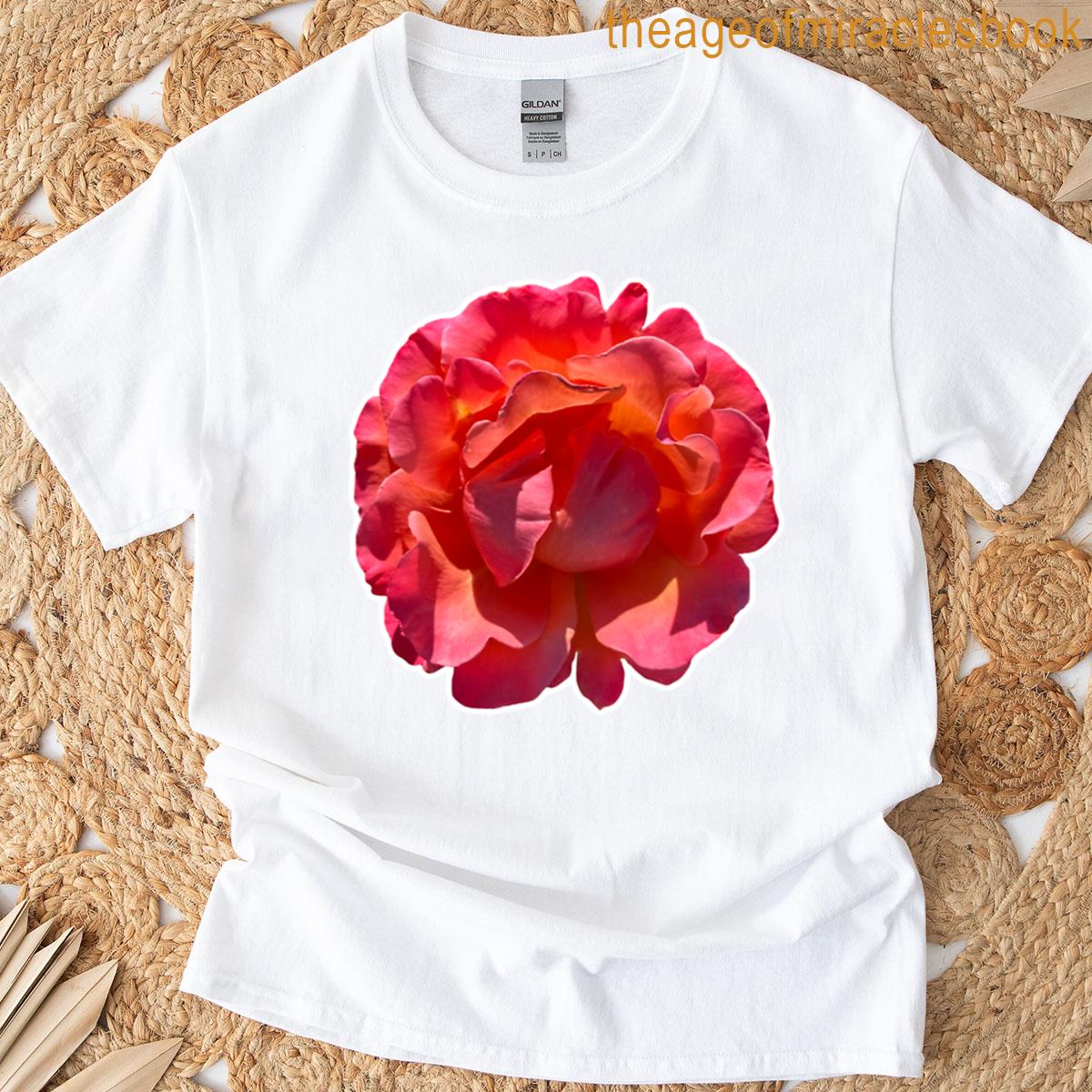 Red Peach Rose Blossom T-shirt