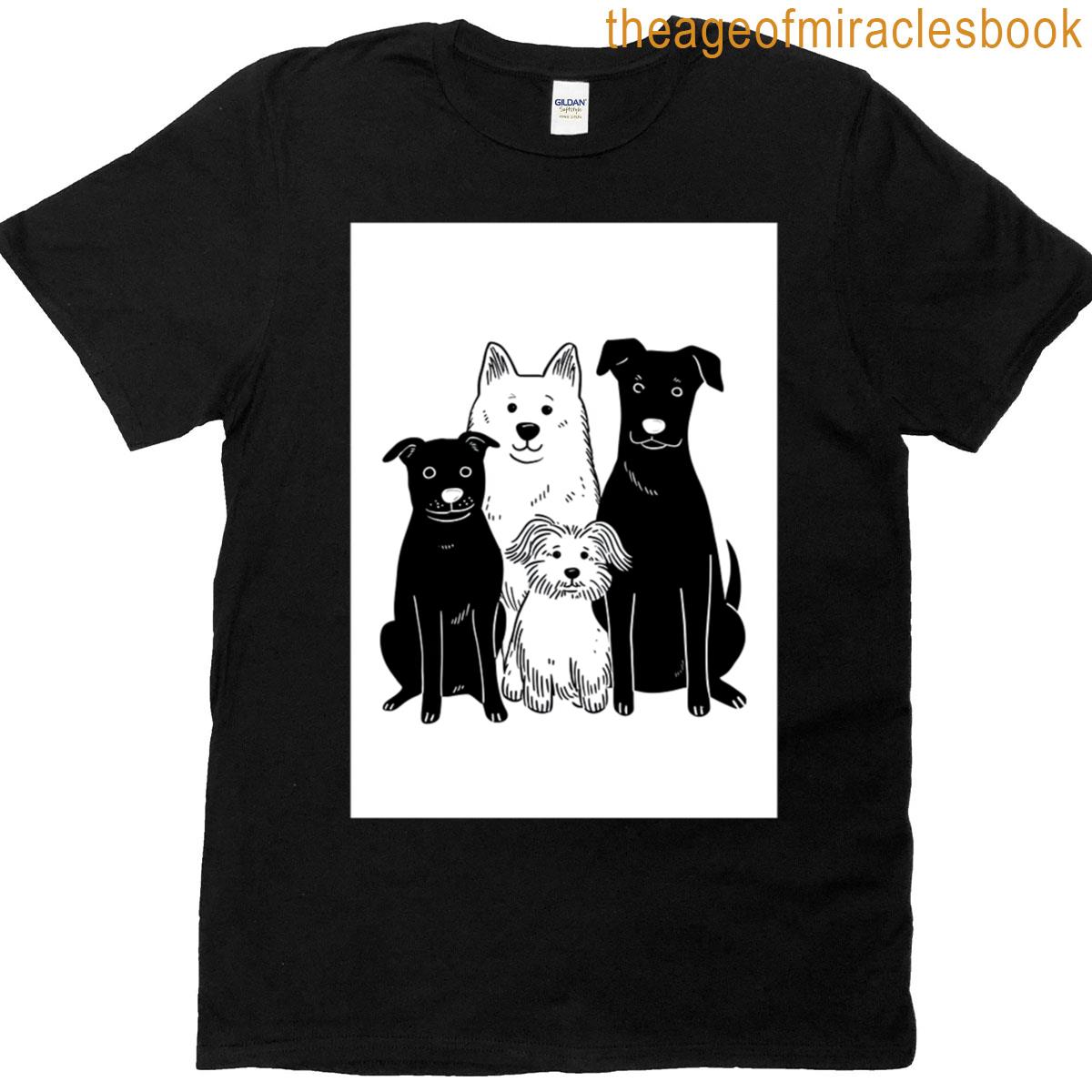 Stylish Dog Line Drawing In Horizontal Layout T-shirt