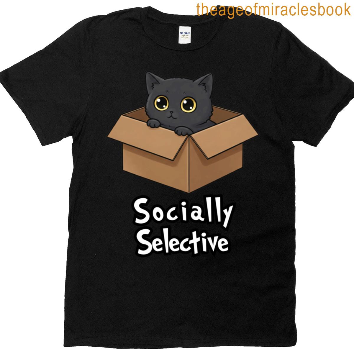 Black Cat In A Box Introvert Vibes T-shirt