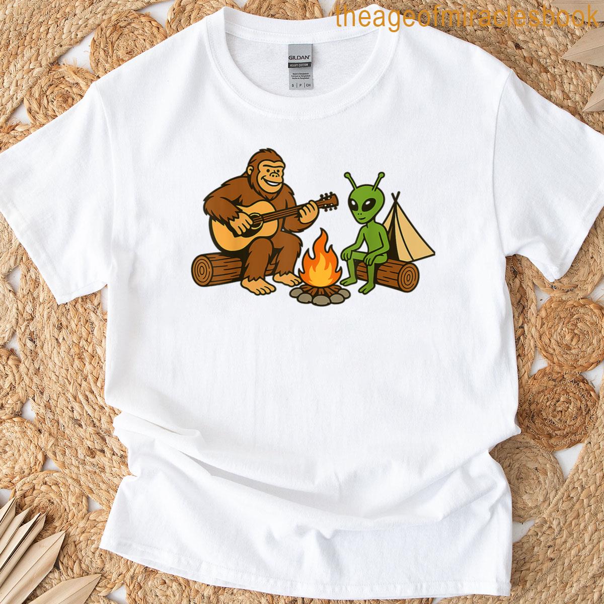 Bigfoot Alien Campfire Sasquatch T-shirt