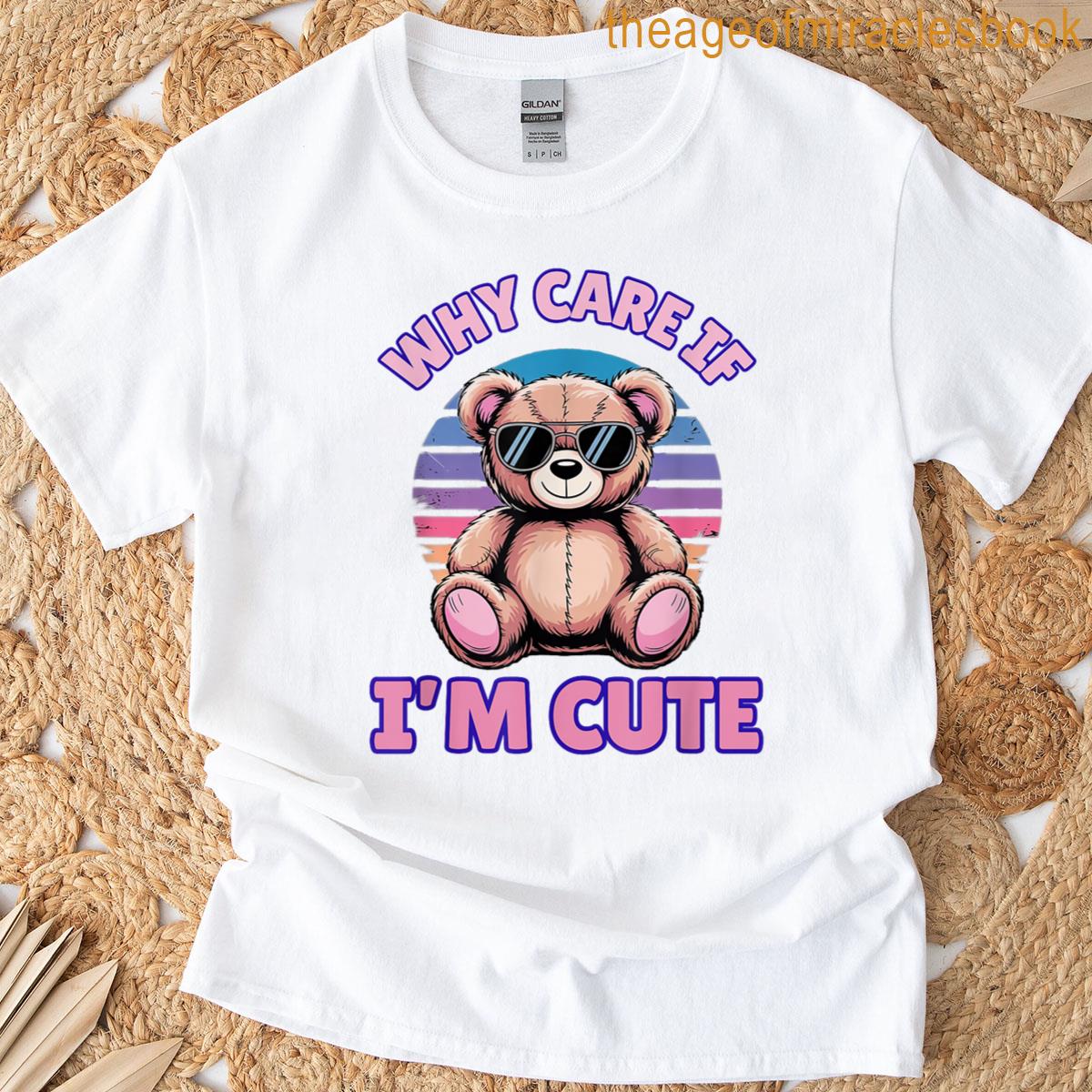 Funny Cute Teddy Bear Retro Sunset Design T-shirt