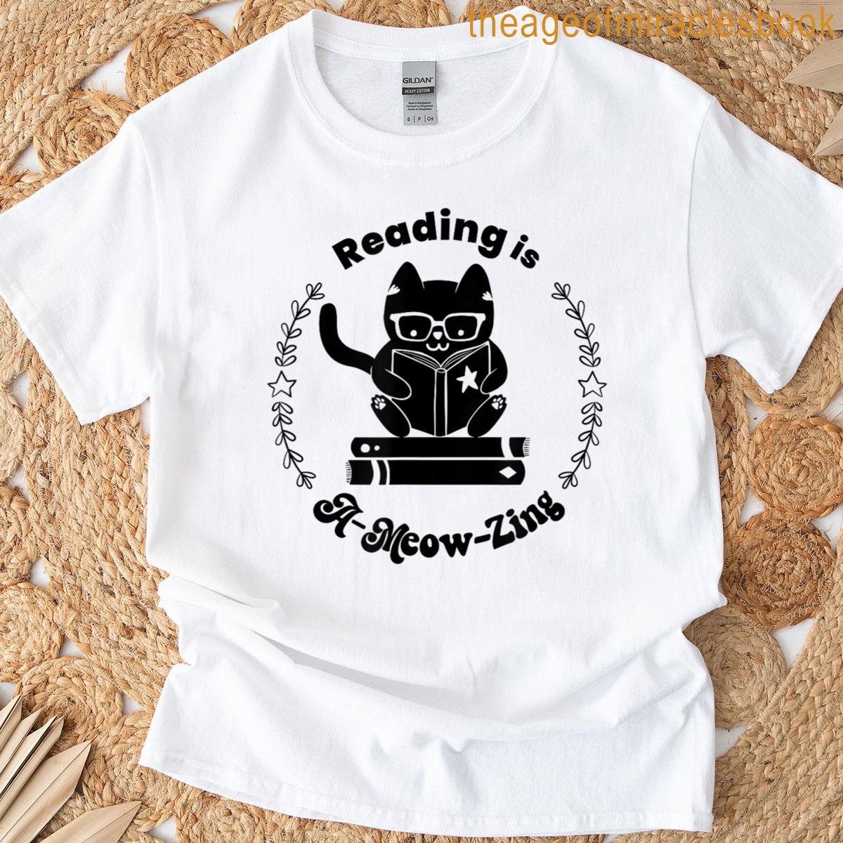 Cute Cat Reading Is A-meow-zing T-shirt