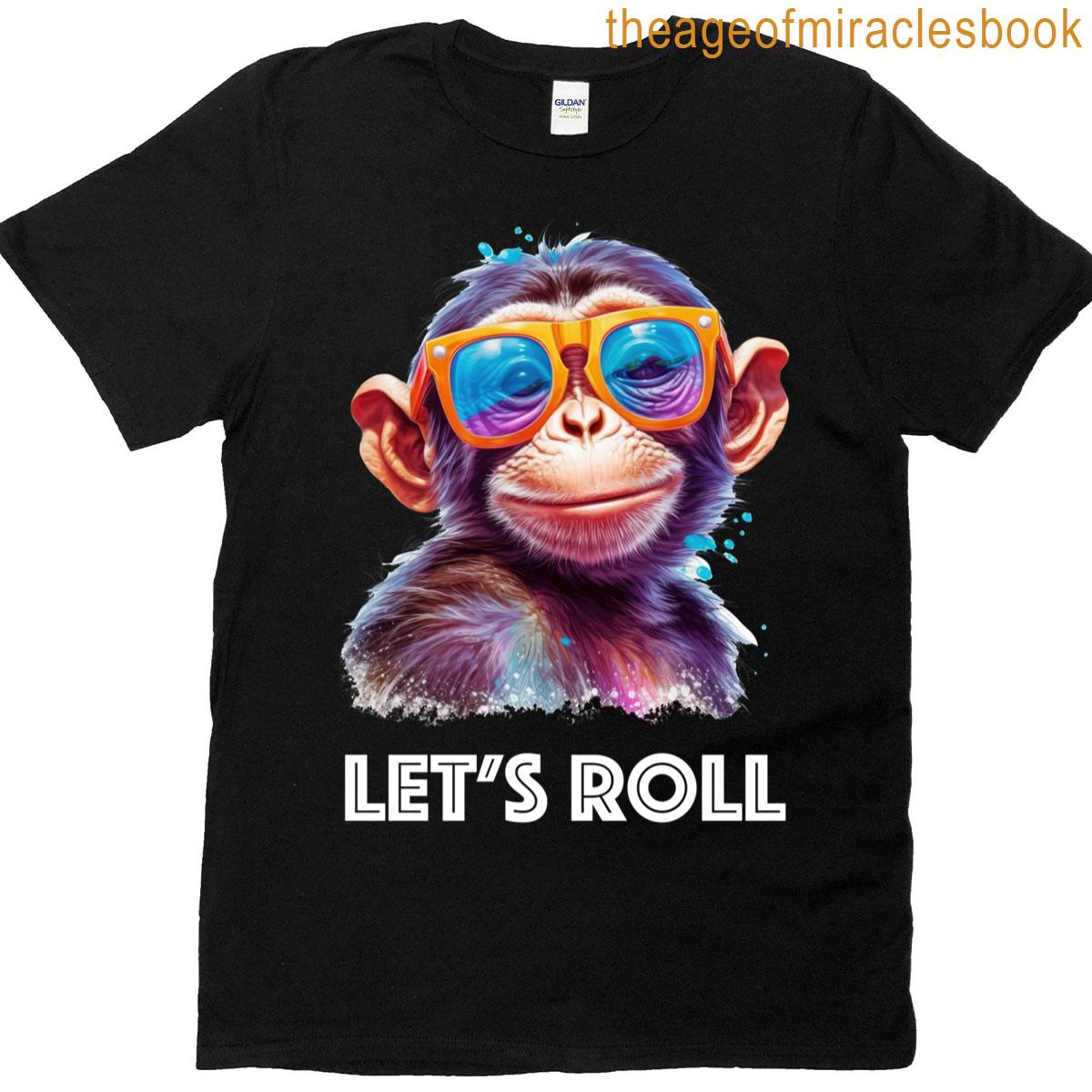 Lets Roll Monkey Skateboarder Go Skateboarding T-shirt