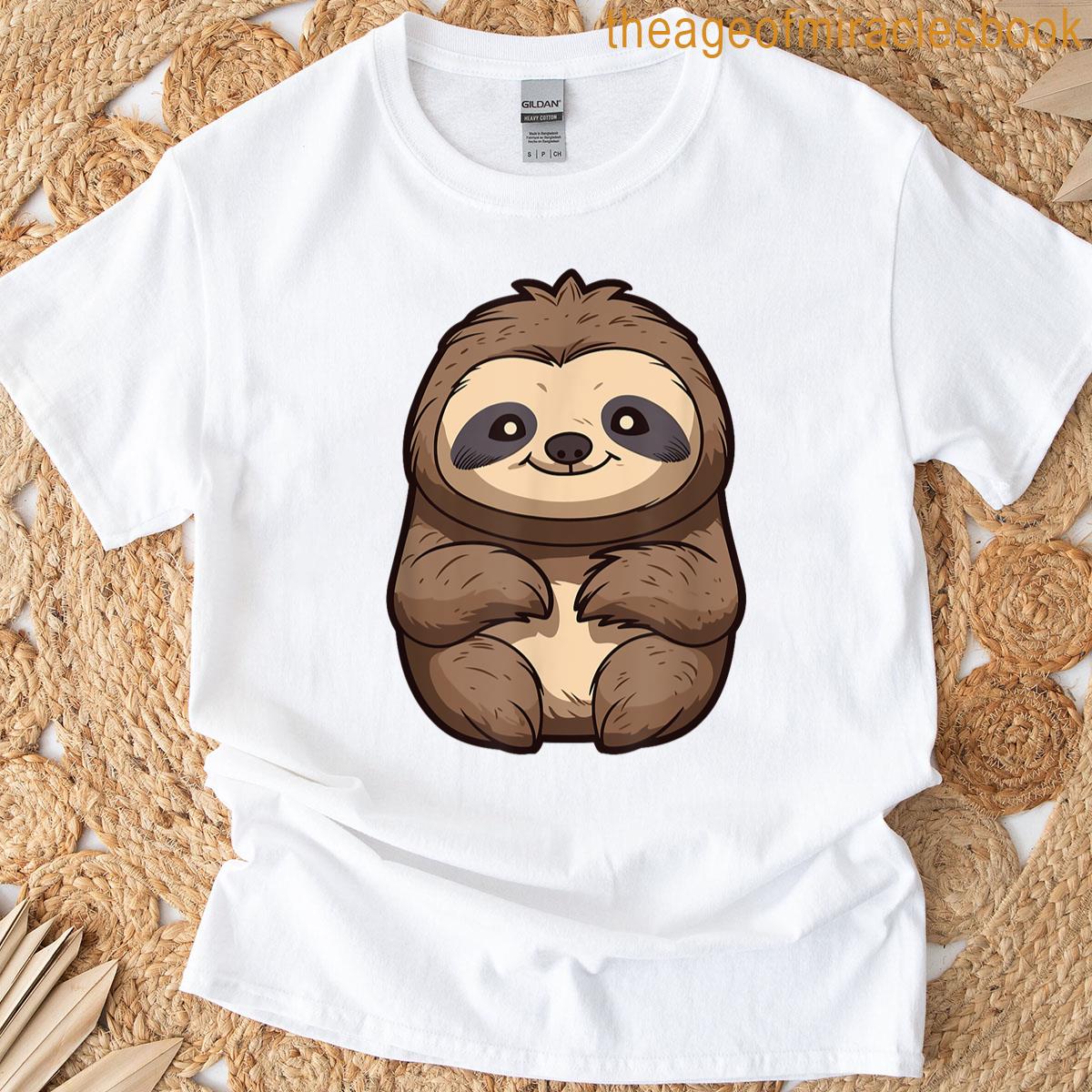 Adorable Cartoon Sloth Illustration T-shirt