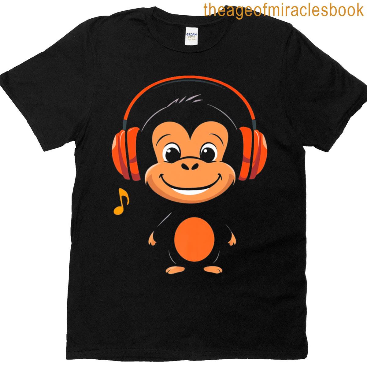 Cartoon Monkey Headphones Premium T-shirt