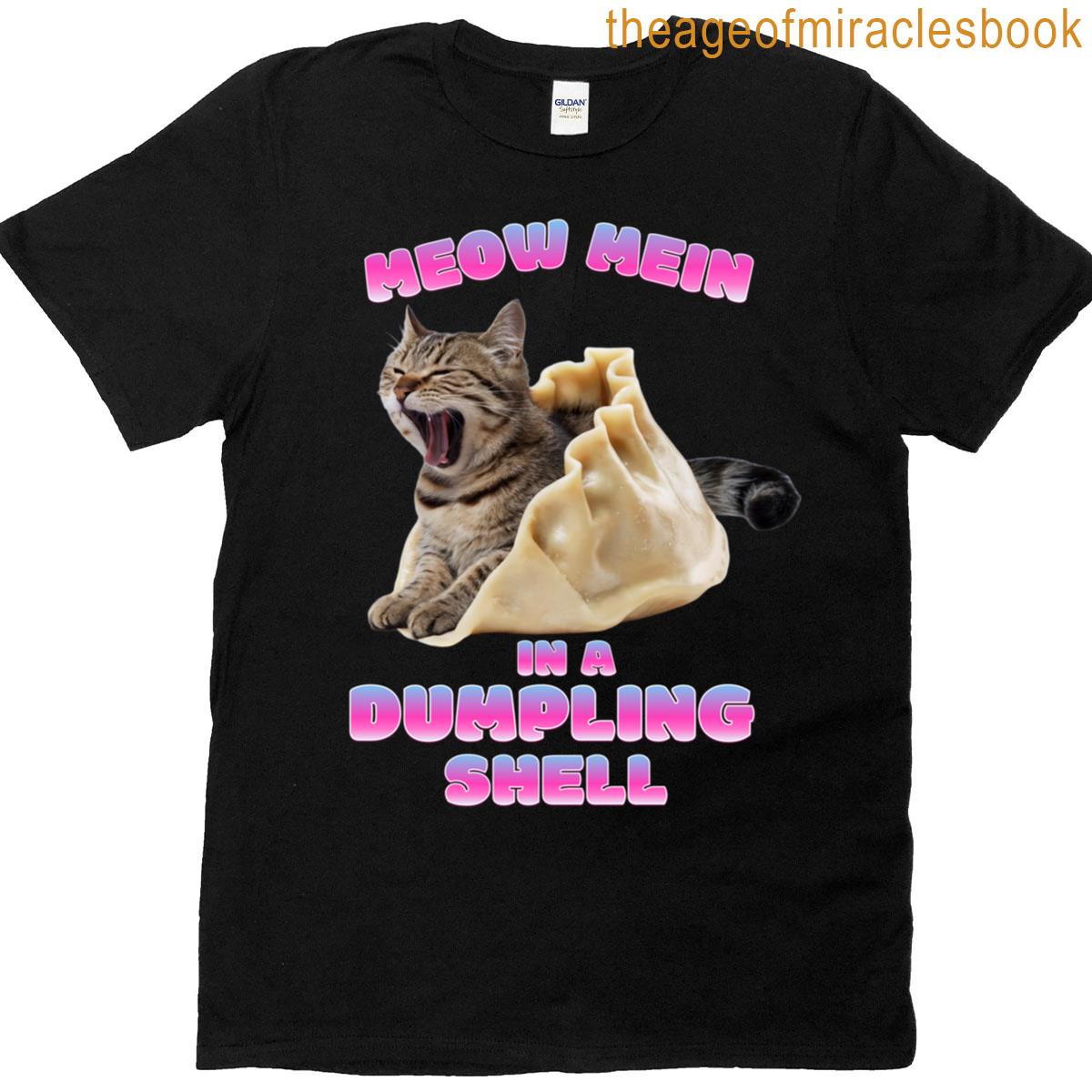 Funny Cat In Dumpling Meow Mein In Dumpling Shell T-shirt