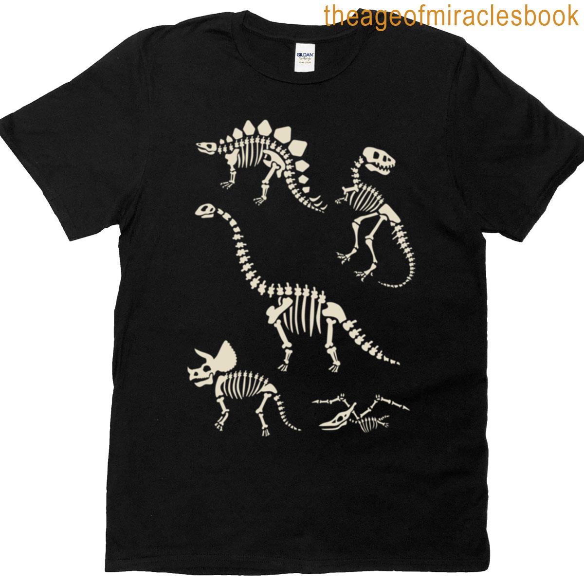 Dinosaur Fossils In Black T-shirt