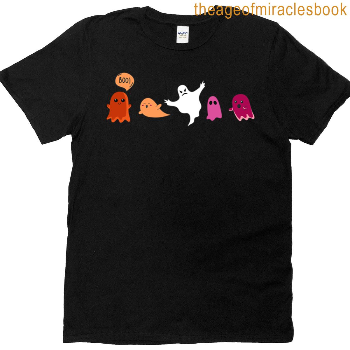 Cute Halloween Ghosts Lesbian Pride T-shirt