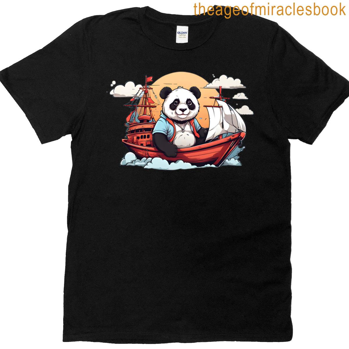 Cute Panda On The Ship T-shirt