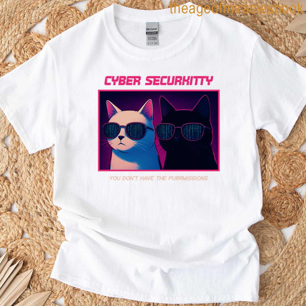 Cyber Securikitty Cyberpunk Hacker Cat Meme Oversized T-shirt