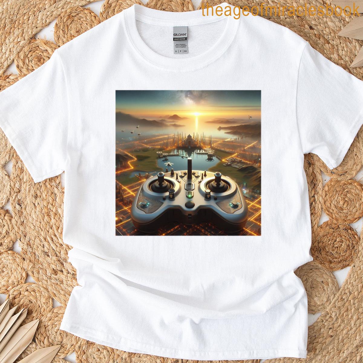 Minimalist Fpv Drone Controller Sky View Aesthetic T-shirt