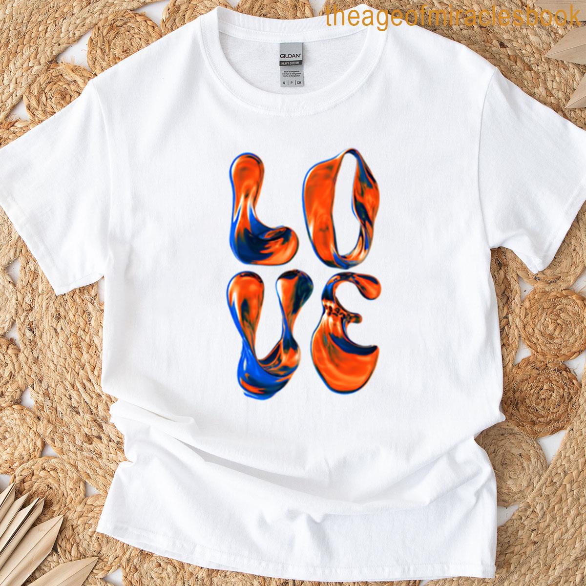 Liquid Chrome Love Typography Abstract 3d Text Art T-shirt
