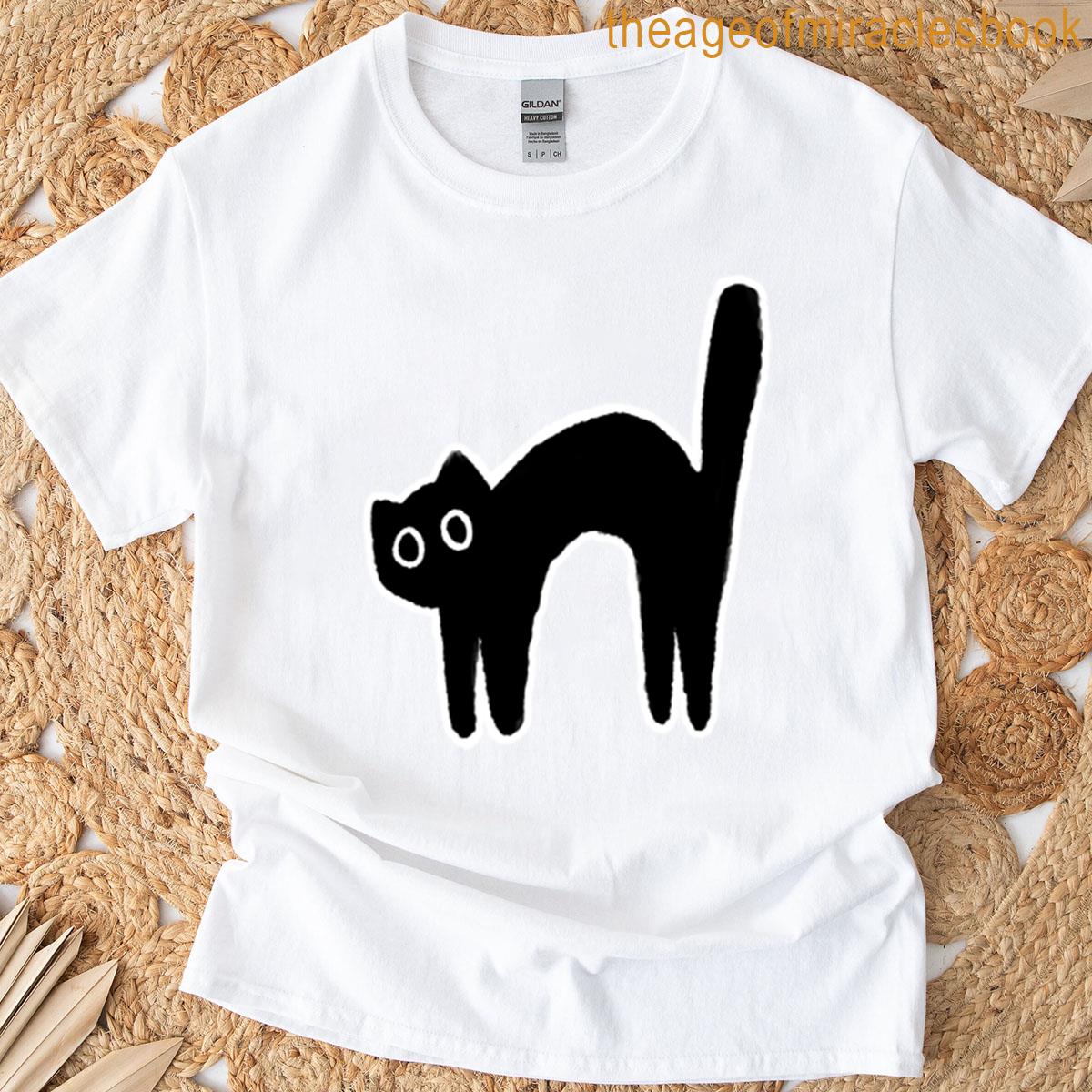 Simple Black Cat Scared T-shirt