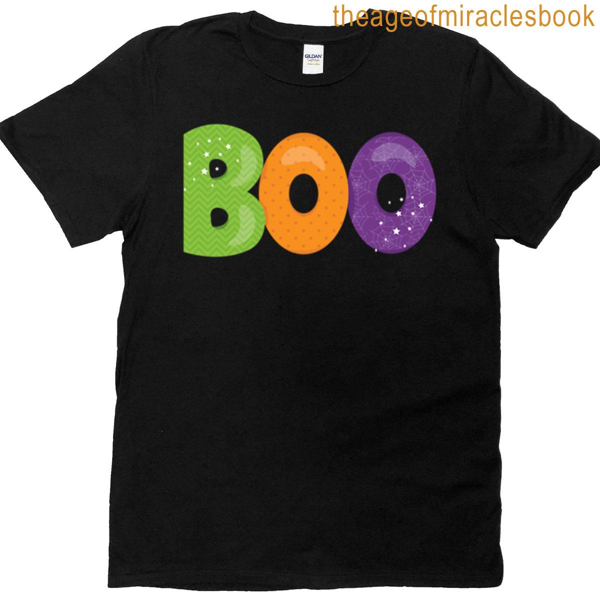 Boo Text With Halloween Patterns T-shirt