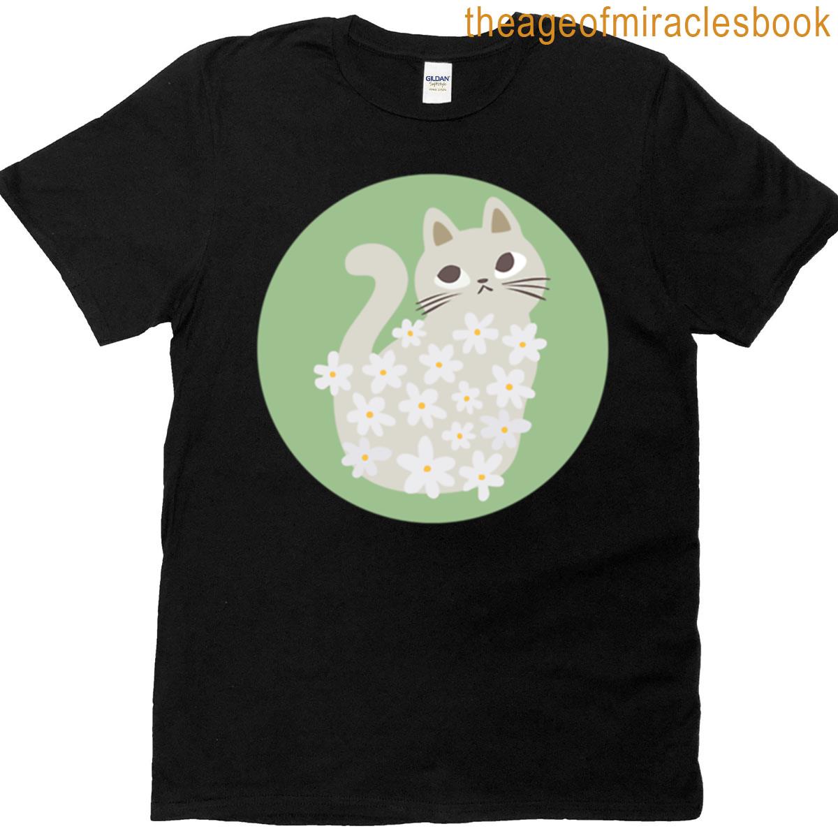 Cute Cat With Flowers T-shirt