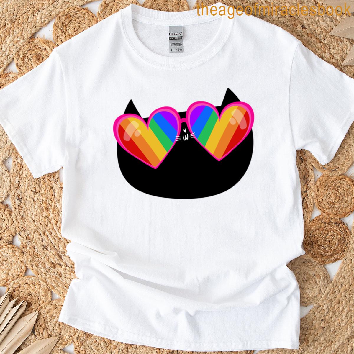 Cute Cat With Rainbow Sunglasses T-shirt