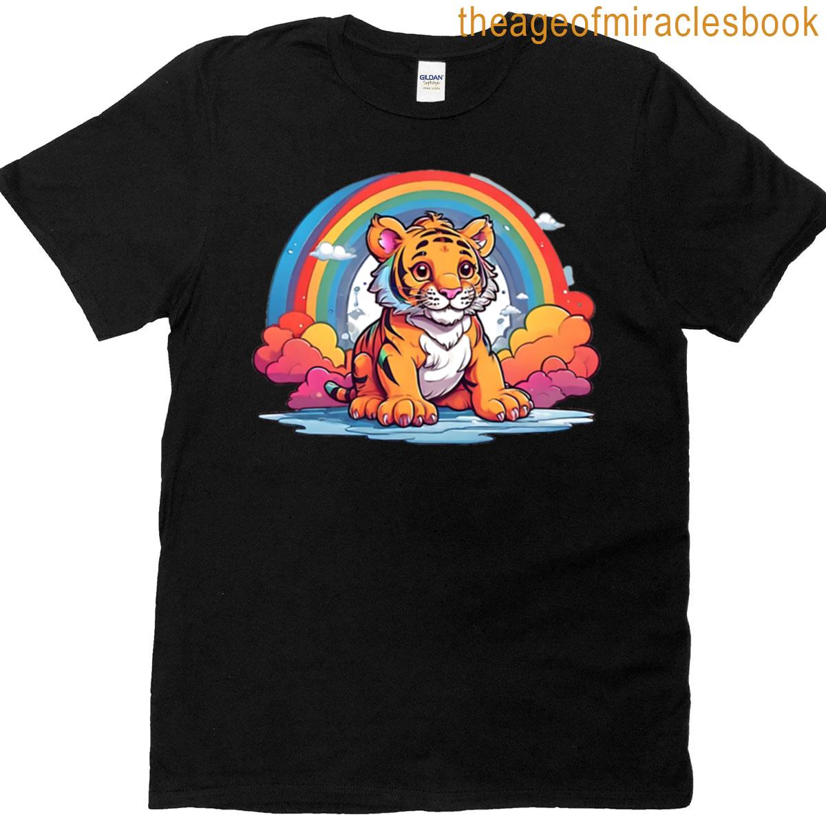 Cute Tiger Under The Rainbow T-shirt