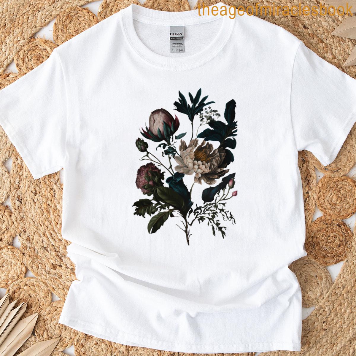 Dark Academia Peony Botanical T-shirt