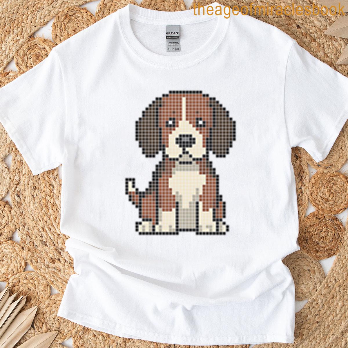 Pixeled Beagle Black Red And White T-shirt