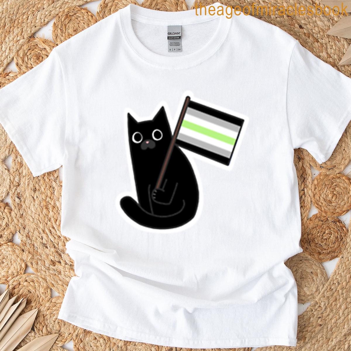 Agender Pride Flag Black Cat Sticker T-shirt